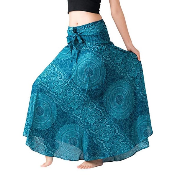 Dame Skjørt Kvinner Lang Hippie Bohemian Boho Blomster Elastisk Midje Blomster Halter Skjørt