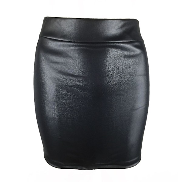 Kvinnors minikjol enfärgad hög midja smal passform stretchig matt konstläder mysig pendlare bodycon kjol streetwear black 3xl