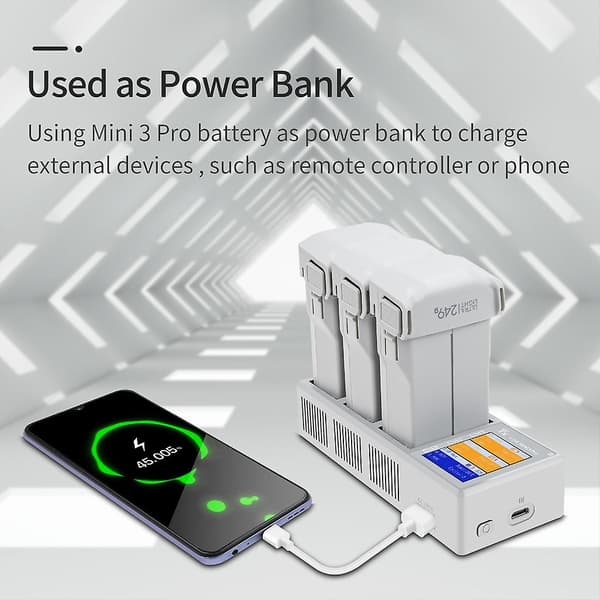 Hurtigopladningshub til Mini 3 Pro/mini 3 batteri Usb-opladere med LCD-display