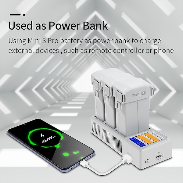 Snabbladdningshubb för Mini 3 Pro/mini 3-batteri USB-laddare med LCD-skärm