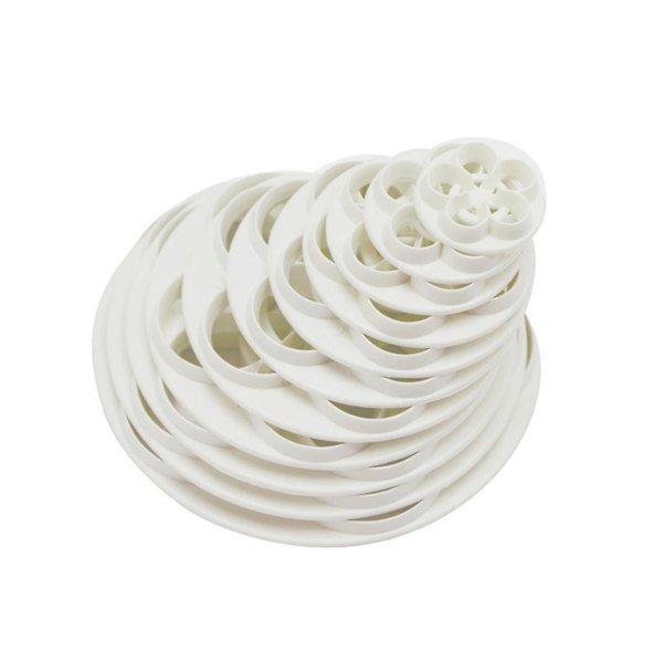 Sett med 11 fondantformer for kaker, DIY-kakeform for utskjæring av blomster, ett-stykke kakeutskrift