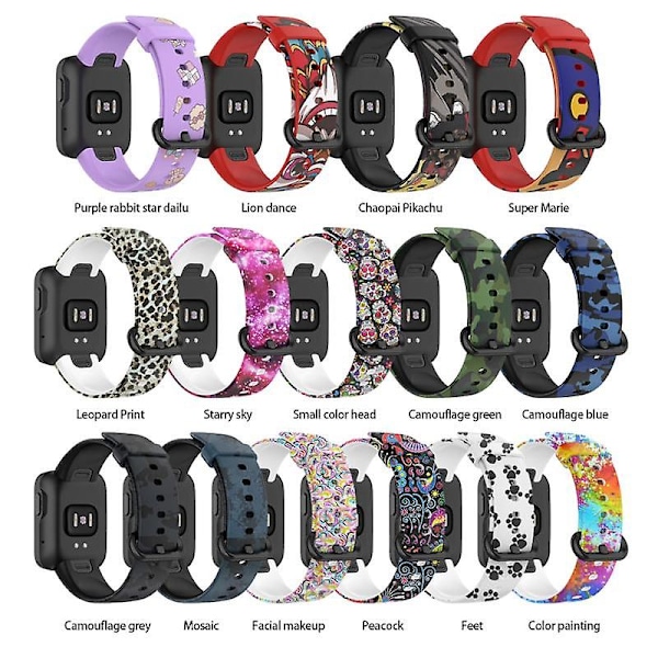 Trykket reim for Xiaomi Mi Watch Lite, reim for Redmi Watch 22mm silikon erstatningsreim