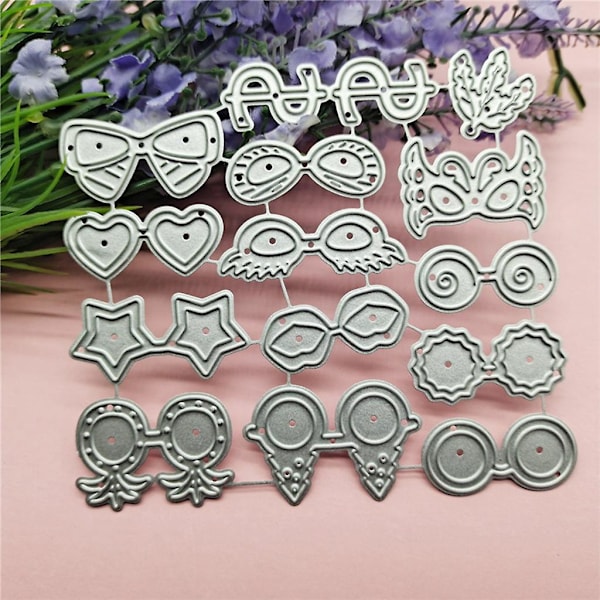 Silmälasien metallileikkurit Stencilit Die Cut -malli DIY-romupaperialbumipaperikortin kohokuviointi käsityökoristeluun