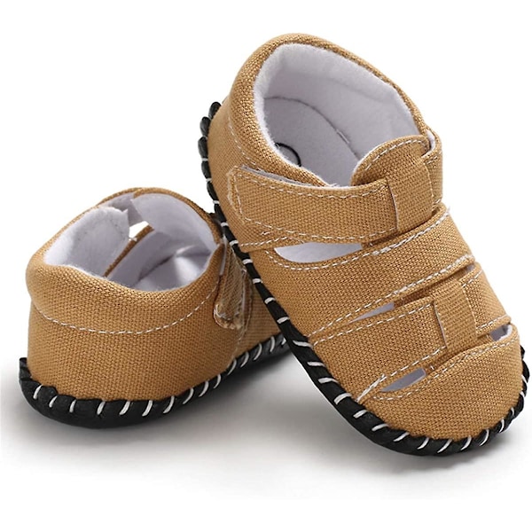 Baby Pojkar Flickor Sommar Sandaler Mjuk Sula Canvas Stängd Tå Småbarn Spädbarn Utomhus Promenadskor d khaki 0-6 months infant
