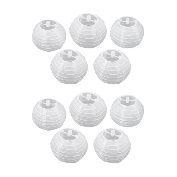 10 stk. 4 tommer 10 cm runde papirlanterner til fødselsdag, bryllup, festdekoration, gave, håndværk, DIY, kreativ (hvid)