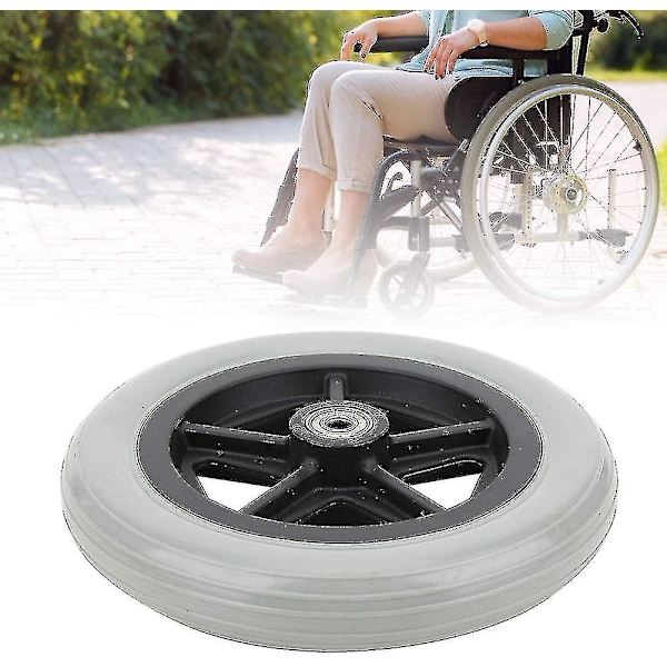 Rullestols forhjul, 7 tommer forhjul handicappede Anti-slip gummihjul hjuludskiftning Rullestol, rulle, rollator (2 stk. - grå)