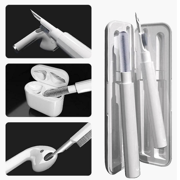 Ørepropp-rengjøringspenner Multifunksjon for Bluetooth Mobile Earphones Case White3pcs