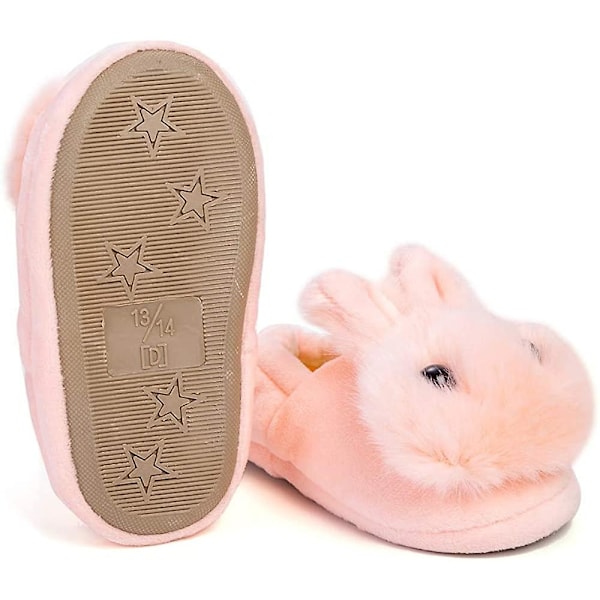 Pojkar Flickor Varma Plysch Djurtofflor Barn Vinter Inomhus Hushållsskor pink rabbit 9-10 toddler