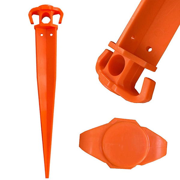 Multifunktionelle rustfrie orange plastpinde til plæne, gård og havepæle, ankre til plantesupport, fastholdelse af telte, spilnet, regnduge, gard