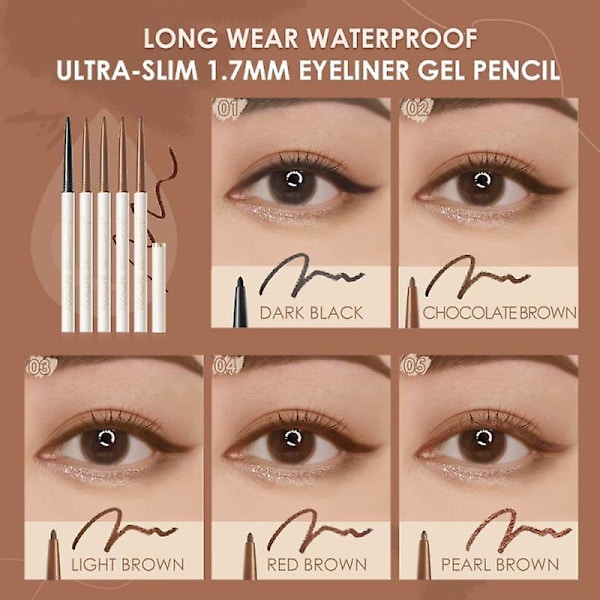 Focallure Eyeliner-liimakyniä - Vedenkestävä, tahraamaton, pitkäkestoinen, nopeasti kuivuva, luonnollinen