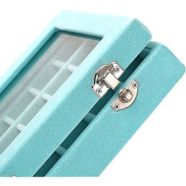 Fløjlsglas Smykker Ring Display Organiser Box Bakke Holder Øreringe Opbevaringsæske (sort)