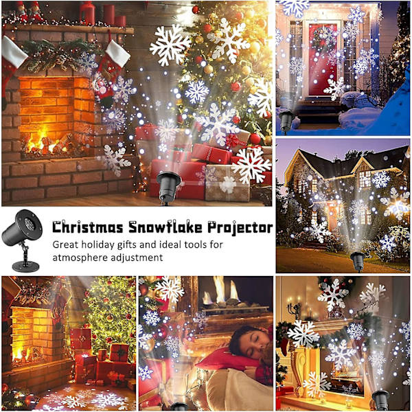 Julelys Snøfnugg Projektorlys - Led Snøfnugg Lys