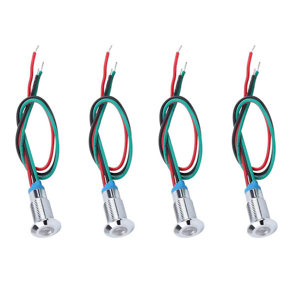 Sæt med 4 industrielle kontrolkomponenter - 8mm fælles katode LED-indikatorlys, rød og grøn, 110V/220V