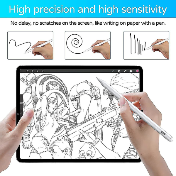 Stylus til Apple Ipad Pro/air (2018-2022), denne Stylus til Ipad kan oplades fuldt ud på 5 minutter, Apple Pencil erstatter skrå fed, håndflade
