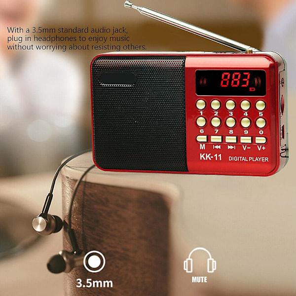 Mini Digital FM Radio Bærbar LCD-høyttaler USB SD TF Kort Mp3 Høyttaler Spiller