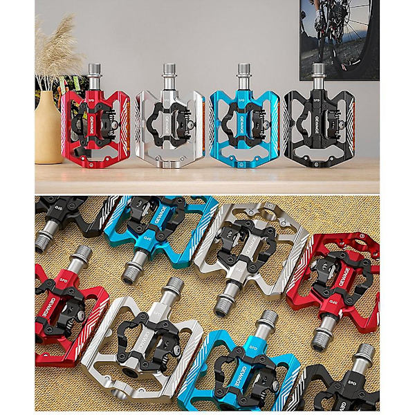 Ultralight-luistamattomat CNC-pyöräpolkimet BMX-maantiepyörän polkimet Pyöräily 3 suljettua laakeria Pyörän polkimet Spd-polkimet, sininen