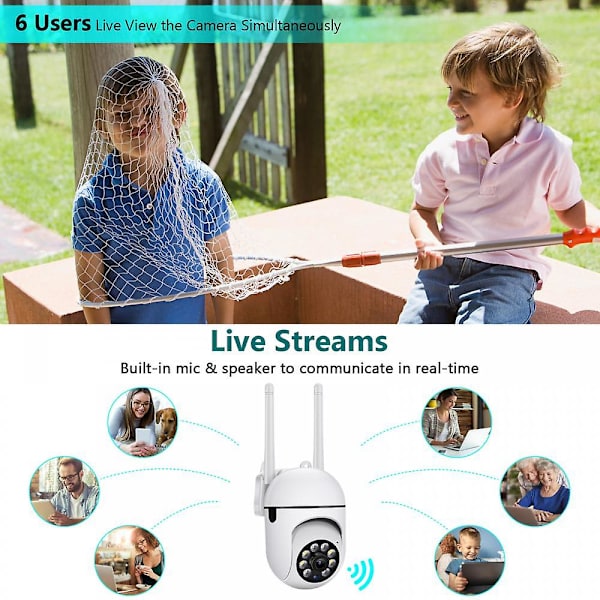 1080p Langaton WiFi IP-kamera Digitaalinen zoomaus Yökuvaus Videotarkkailu Turvakamera Ulkokäyttöön