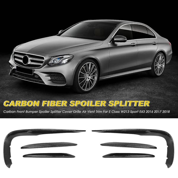 Kulfiber Front Bumper Spoiler Splitter Cover Grille Trim til E Klasse W213 Sport E63 2016 2017 2018