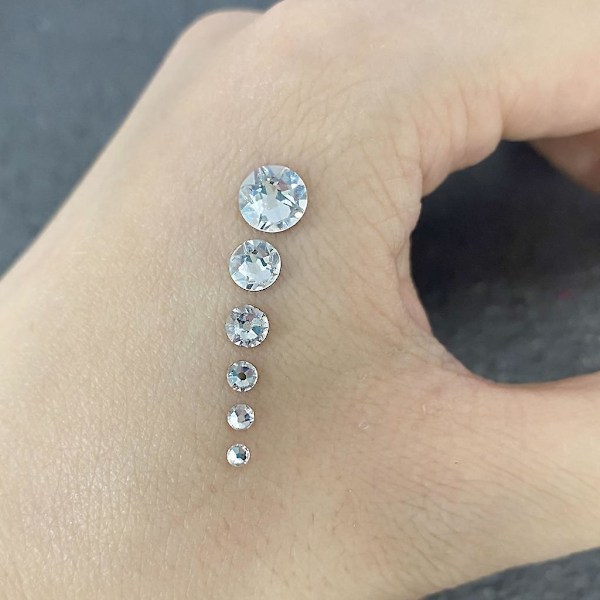 Platt bakglas nagel strass blandade storlekar nagelkonst tillbehör glaspärlor manikyr dekorationer 3d kristallpärlor smycken D