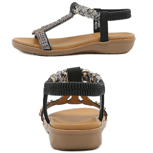 Flade Sandaler til Kvinder Dressy, Sommer Komfortable Ankelrem Kvinders Sandal beige 39