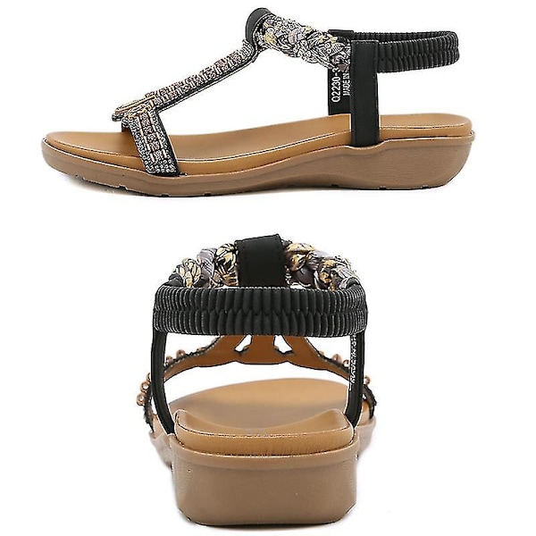 Flatsandaler for kvinner, elegante, sommerlige og komfortable ankelstroppsandaler for kvinner yellow 41