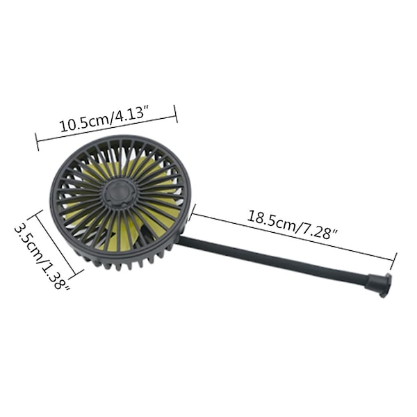 Usb-ventilator til bil med klips 360 graders rotation hængende krog ventilatorer 3 hastigheder justerbar