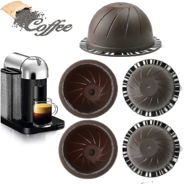 5 stk Genanvendelige Vertuo Pods genopfyldelige kaffekapsler (brune 150 ml, 5)