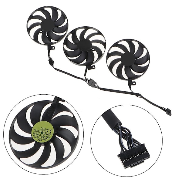 90mm 7-stifts kylfläkt T129215su 0,5A 12V GPU-fläkt för Asus Tuf Rtx3060ti 3070