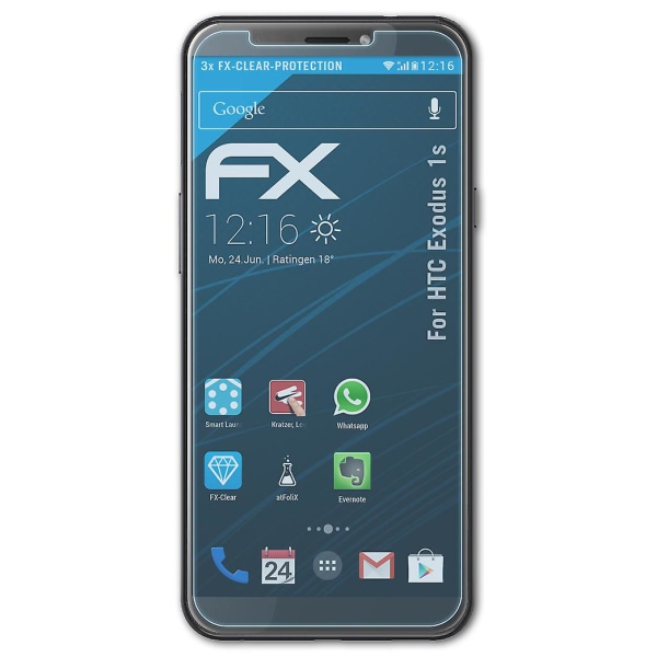 atFoliX 3x beskyttelsesfolie kompatibel med HTC Exodus 1s Displaybeskyttelsesfolie klar