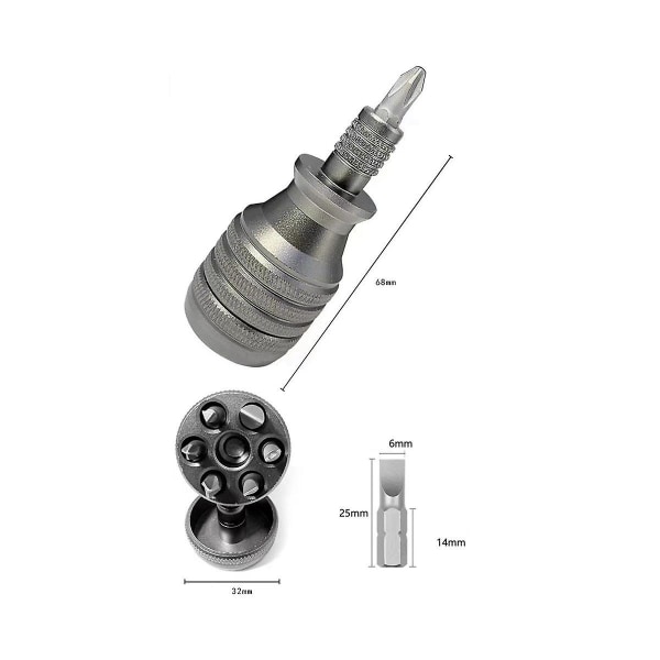 Mini Skrutrekker med Titanhåndtak S2 Spesialformet Skrutrekker 1/4 Tomme Hjemmevedlikeholdsverktøy