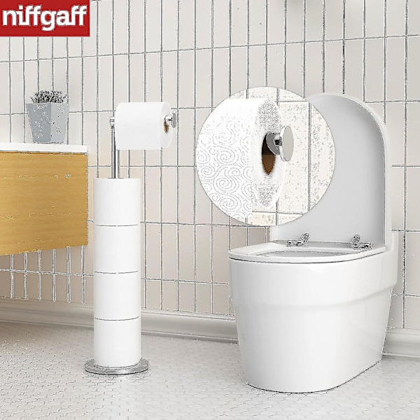 Frittstående Toalettpapirholder, Foldbar Papirrullholder i Rustfritt Stål, Toalettpapirholder Stativ for Bad, Anti-Rust Sockel Frittstående Toalett