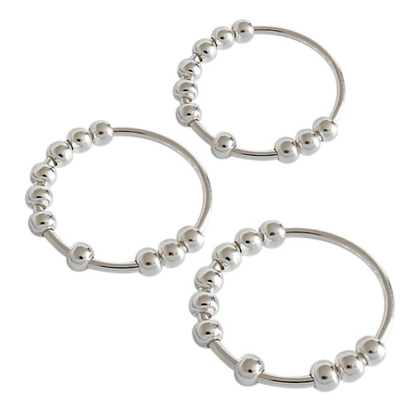 Bekymringskugle Fidget Ring Sølv Ring Meditation Spinner Anti Stress Angst Ring