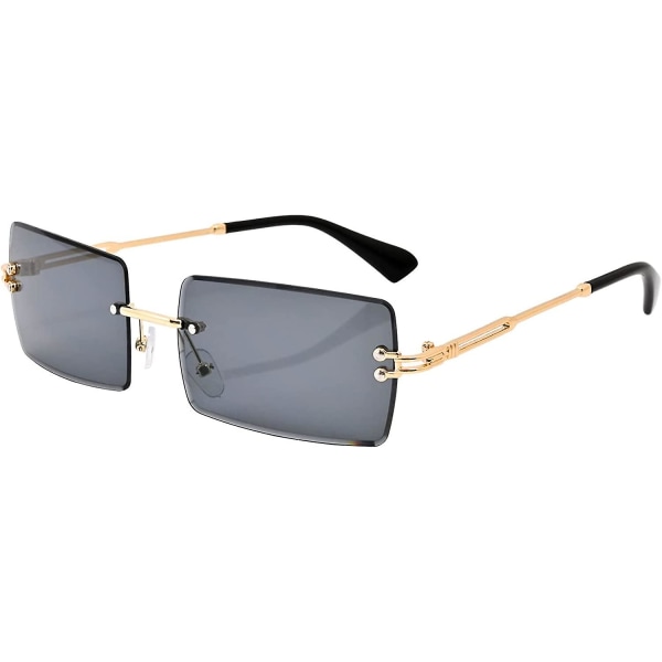 Kantløse rektangulære solbriller Retro solbriller Metalstel Eyewear Rammeløse firkantede briller