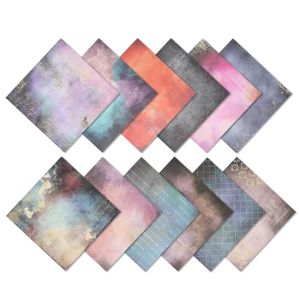 24 mønstrede papirer, der er kompatible med håndværk 12x12 tommer, gør-det-selv fotoramme baggrund