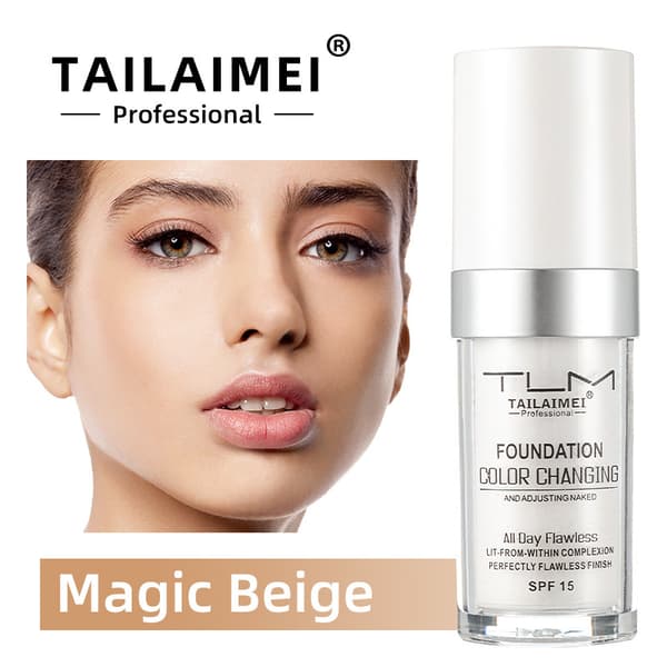 2PCS Tlm Färgskiftande Foundation För Åldrande Hud, Flytande Makeup Bas Nude Ansiktstäckande Concealer Kräm_yyc