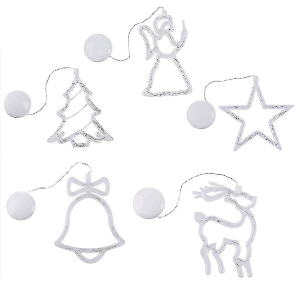 5er Set Led Julebelysning Hengende Vindu Lys Batteridrevet Belysning Fe