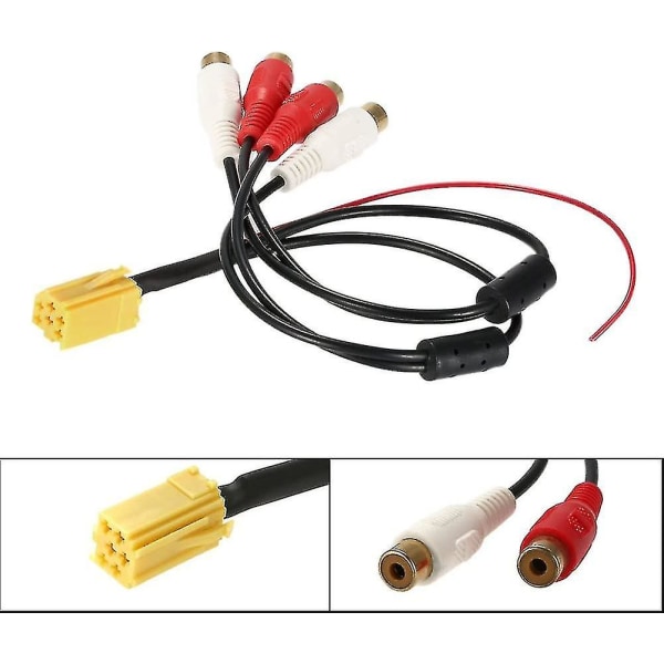 Bil Iso-adapter, Mini 6-stifts Iso-adapter Aux Line Out 4 Chinch Kabel 4 Rca-kontakt för Seat