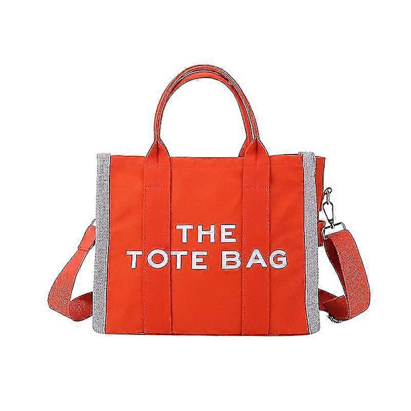 Tote Bags Canvas Tote Bag Til Kvinder, Multi Lommer Kvinders Tote Med Lynlås Stor Tote Bag Justerbar Rem The Tote Bag orange