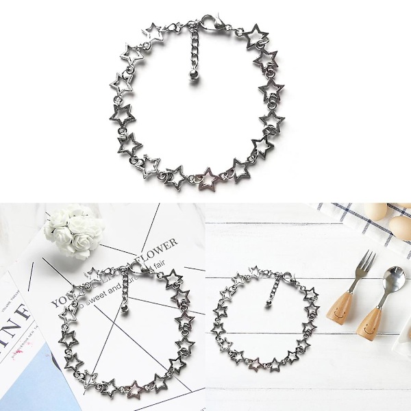 Stjernekæde Cool Girl Legering Materiale Hul Femspidset Stjerne Stablet Armbånd