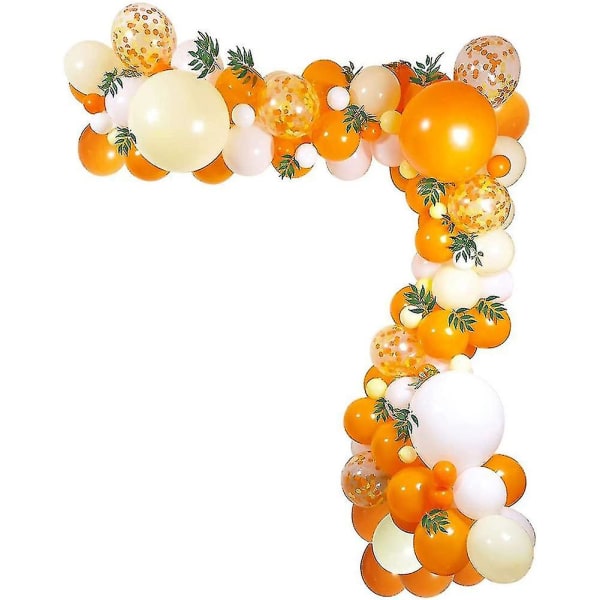 Oransje ballongkransbuesett med blader kompatibel med fruktfestdekor