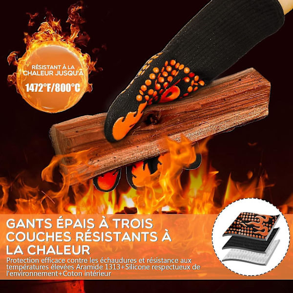 Grillhandsker, Grillhandsker Varmebestandige Ovn Handsker Op til 800°C med EN407 Certificering til