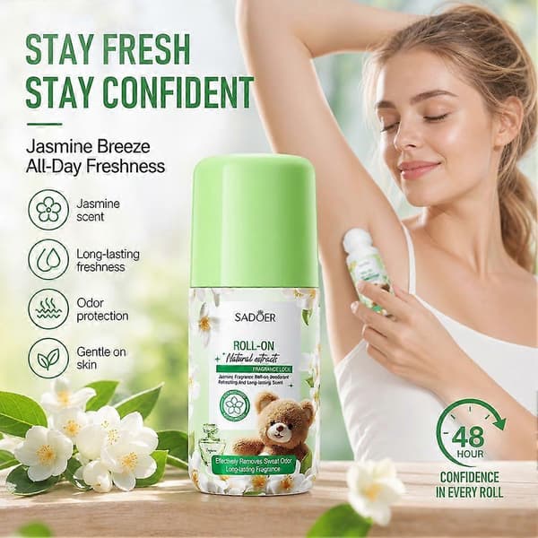 SADOER Roll-On Deodorant - Svettekontroll og Blomsterduft - 50ml pink 50g