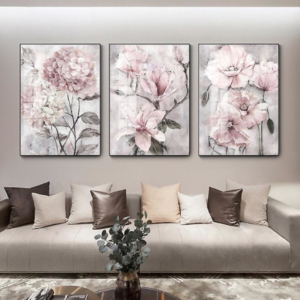 Plakat med lyserøde blomsterdekorationer, kunsttryk på lærred