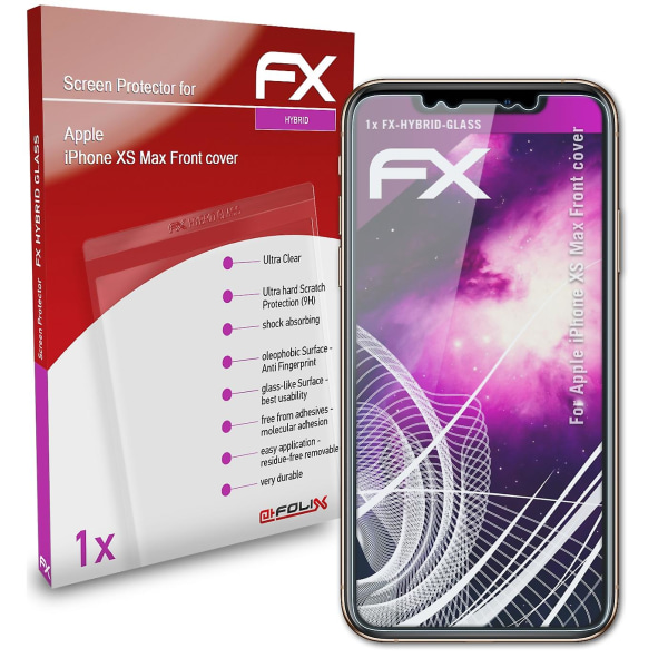 atFoliX Panzerfolie kompatibel med Apple iPhone XS Max Frontcover Glasfolie 9H Schutzpanzer