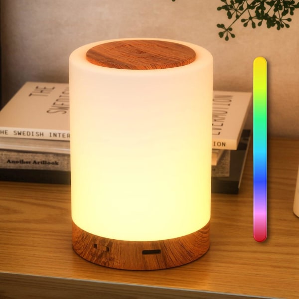 Touch sengelampe LED natlampe Trådløs natlampe? med 11 gradientfarver 4 dæmpbart lys, T