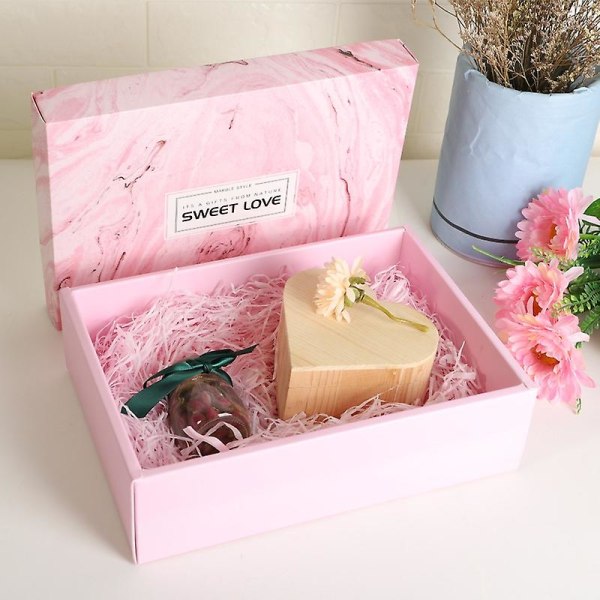 Rosa, papperskartong med band, bowknot presentförpackning Magnetisk presentförpackning Premium lyxpresentförpackning med band D