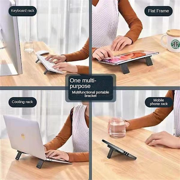 Sort Foldbar Mobiltelefon Stativ Plast Tastaturmontering Varmeafledning Notebook