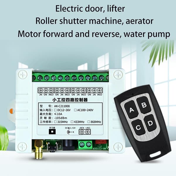 Fjärrkontroll 315mhz 433mhz för DC 12v 24v 36v 4ch Switch Receiver Transmitter