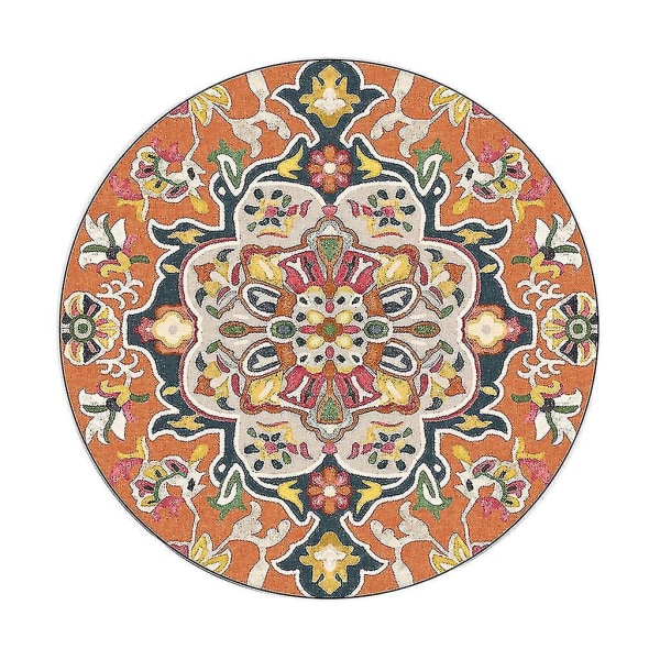 European Flower Series Round Carpets For Room Computer Chair Area Rug