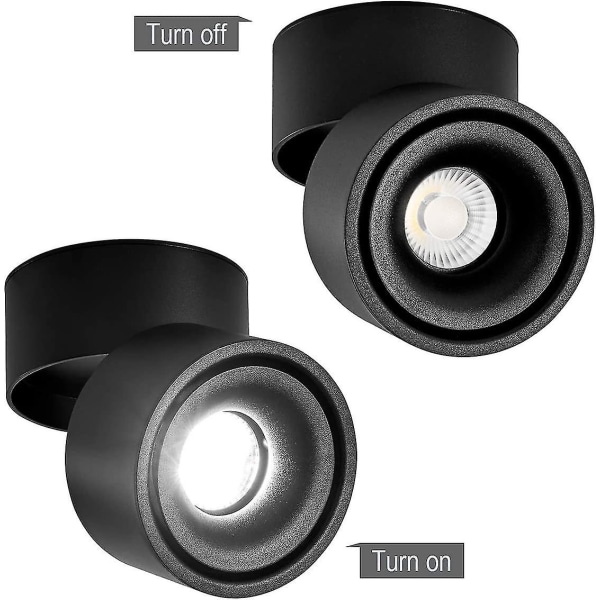 10w LED-loftspot, justerbar lampehusvinkel, 10x10x10cm (sort-6000k)
